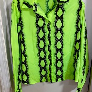 Lime green snake button up